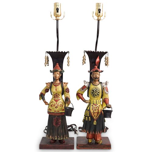 Pair of Chinoiserie Figural Lamps