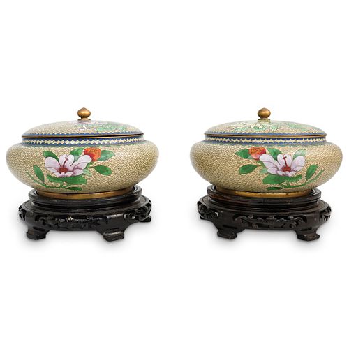 Pair of Chinese Cloisonne Urns