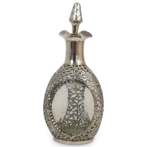Chinese Export Sterling Silver and Glass Decanter