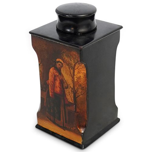 Signed Russian Painted Lacquer Tea Caddy