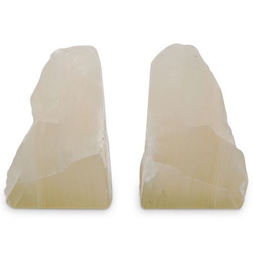 Pair of White Crystal Stone Bookends