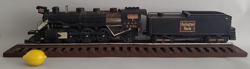 Chicago Burlington and Quincy Railroad Locomotive Chute Car Train Model