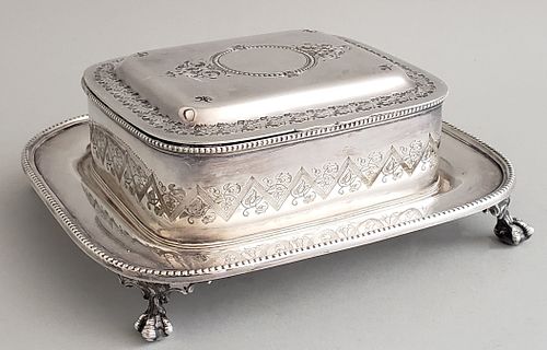 Silver Plated Floral Etched Sardine Box