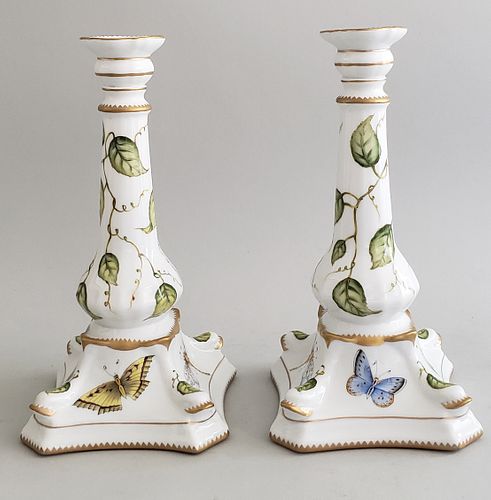 Pair of Anna Weatherley Hungarian Hand Painted Porcelain Candlesticks