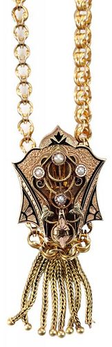 Antique 14 Karat Gold Slide Necklace