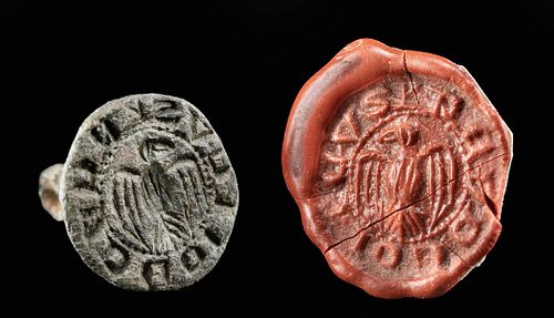 Western European Medieval Leaded Bronze Stamp Pendant