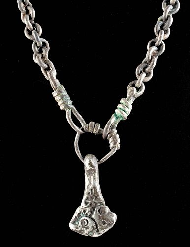 Fine Viking Silver Necklace w/ Thor's Hammer Pendant