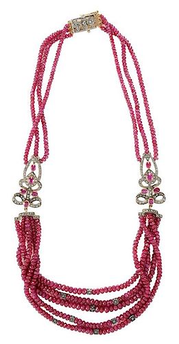 Multiple Beaded Ruby Necklace