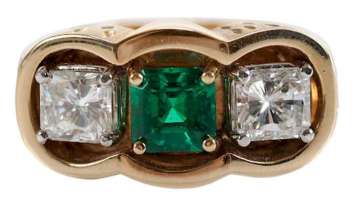 Man's Emerald and Diamond Ring