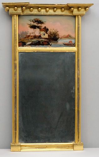 Federal Tabernacle Mirror With Eglomise Panel