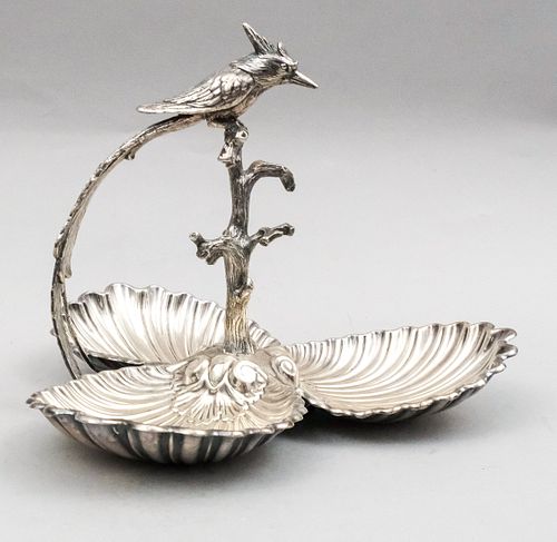 Figural Bird Silverplate 3-Part Serving Dish