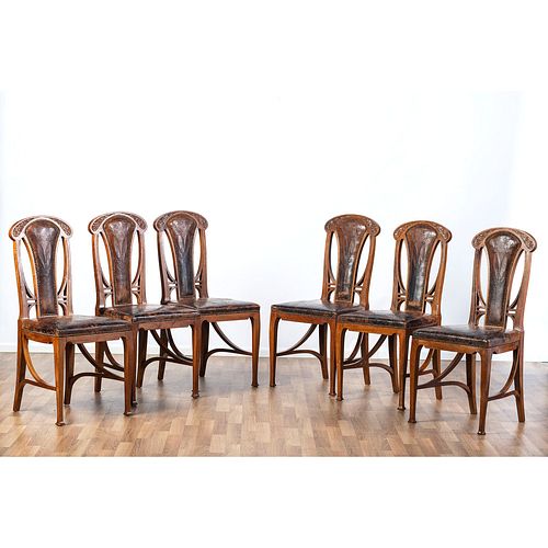 Six Art Nouveau Dining Chairs, in the Manner of Louis Majorelle
