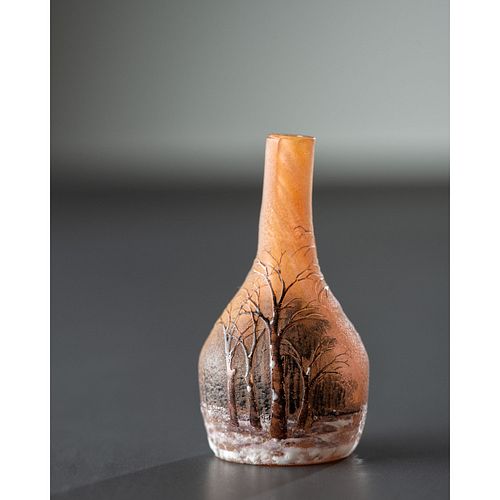 Daum, Miniature Winter Scenic Vase