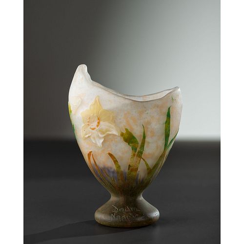 Daum, Vase with Applied and Wheel Carved Daffodils