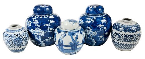 Five Chinese Porcelain Ginger Jars 