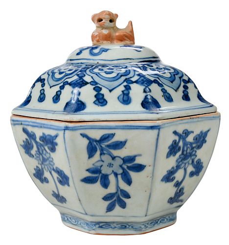 Chinese Blue and White Covered Porcelain Bowl