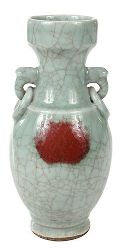 Chinese Crackled Celadon Baluster Vase