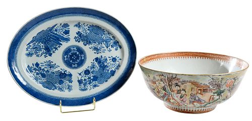 Chinese Export Punch Bowl and Platter