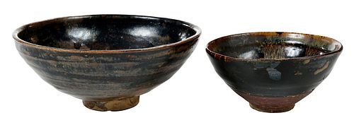 Two Chinese Jizhou Glazed Stoneware Tea Bowls