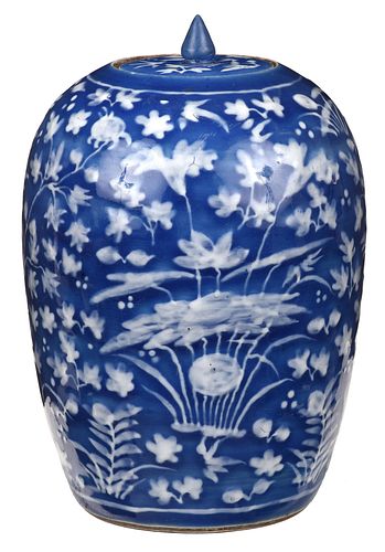 Chinese Blue Ground and Slip Porcelain Jar