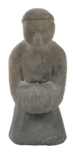 Small Gray Pottery Figure of Mourner 
