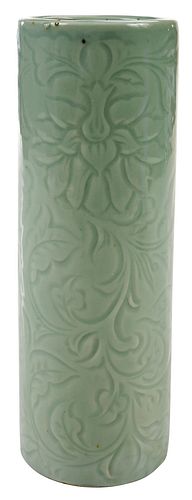 Chinese Celadon Porcelain Cylinder Vase