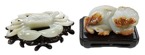 Two Carved Hardstone Animals with Stands