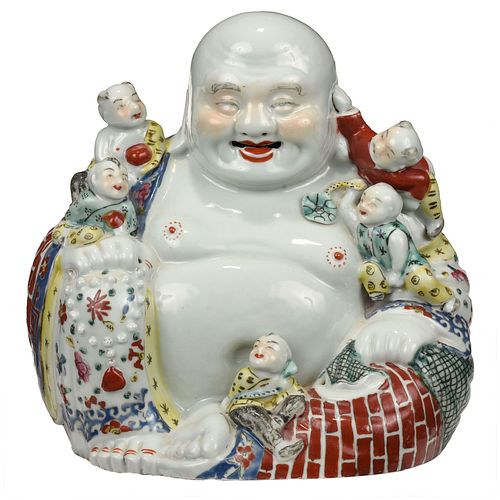 Chinese Porcelain Buddha Figural Group