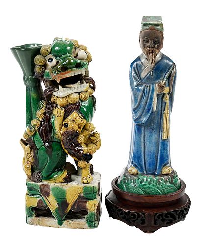 Two Doucai Glazed Figures