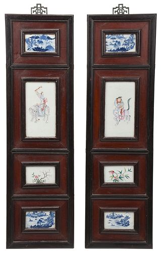Pair of Eight Framed Chinese Porcelain Plaques