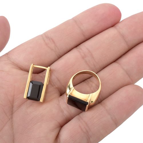 Onyx and 14K Ring and Pendant