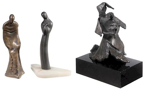 Three Modern Figural Bronze Sculptures