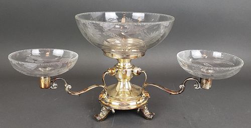 Silverplated & Glass Epergne