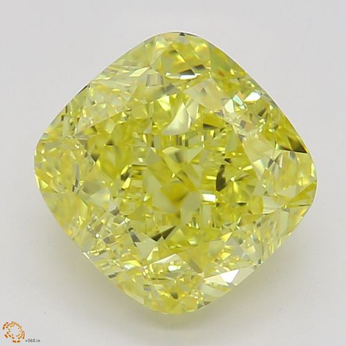 1.56 ct, Natural Fancy Vivid Yellow Even Color, VVS2, Cushion cut Diamond (GIA Graded), Appraised Value: $66,700 