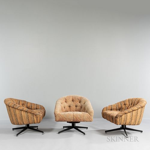 Three Ward Bennett (American, 1917-2003) Leopold Swivel Chairs
