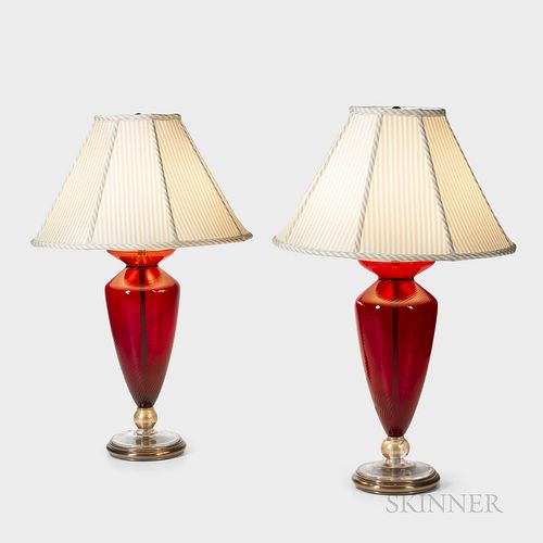 Pair of Art Glass Table Lamps