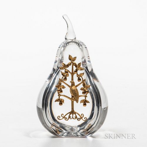 Steuben Partridge in a Pear Tree Glass Sculpture
