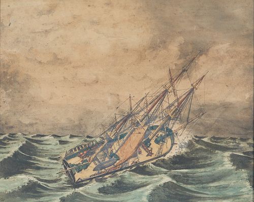 Frank Wood (1851-1933), Ship "Young Phoenix" hove to off Cape Horn, 1831,