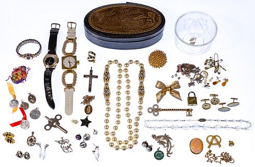 18k Gold, Sterling Silver and Costume Jewelry Assortment
