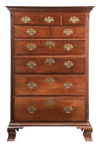 Southern Chippendale Walnut Tall Chest