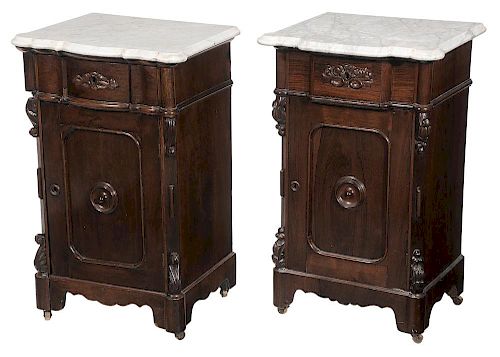 Near Pair Victorian Carved Rosewood
