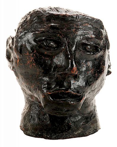 Redware Folk Art Bust of an African-