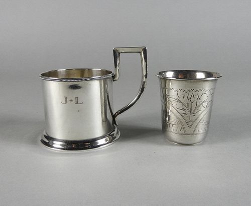 Russian Silver Vodka Cup & Silver Glass Holder