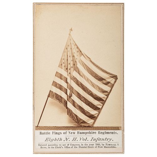 [CIVIL WAR]. CDV featuring the battle flag of the 8th New Hampshire Volunteer Infantry. [Concord, NH]: Kimball & Sons, 1866.