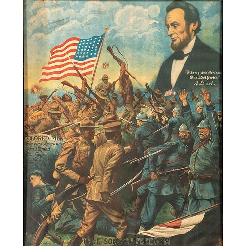 [AFRICAN AMERICANA] -- [WORLD WAR I]. A group of 3 chromolithographs depicting African American troops and political figures. Chicago: E.G. Renesch an