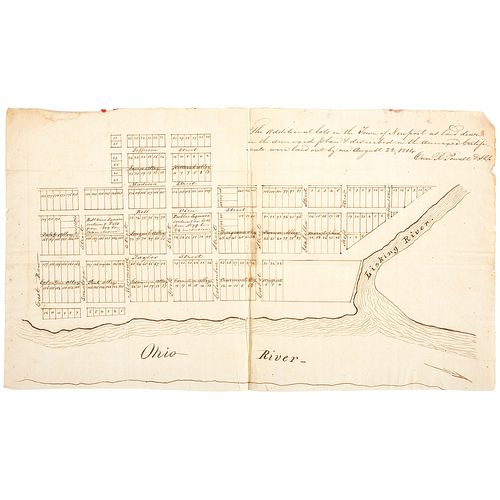 [KENTUCKY] -- [MAPS]. Early plat of Newport, Kentucky, 1814, plus 3 letters related to Northern Kentucky.