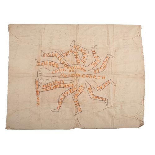 [RELIGION]. Latter Day Saints or Mormon Church. Illustrated church tent revival banner. Ca 1910s-1920s.