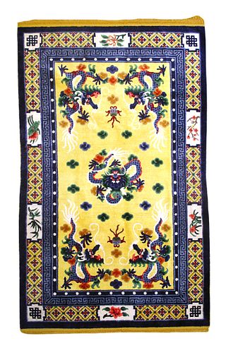 Vintage Silk Chinese-Dragon Design, 4'10" x 8'