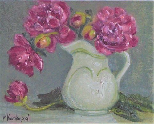 "Peonies in White Pitcher" by Marylyn Vanderpool, Monroe, NY