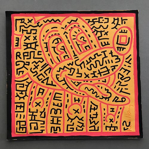 Keith Haring , Labyrinth Mickey, Marker on Paper. signed LR